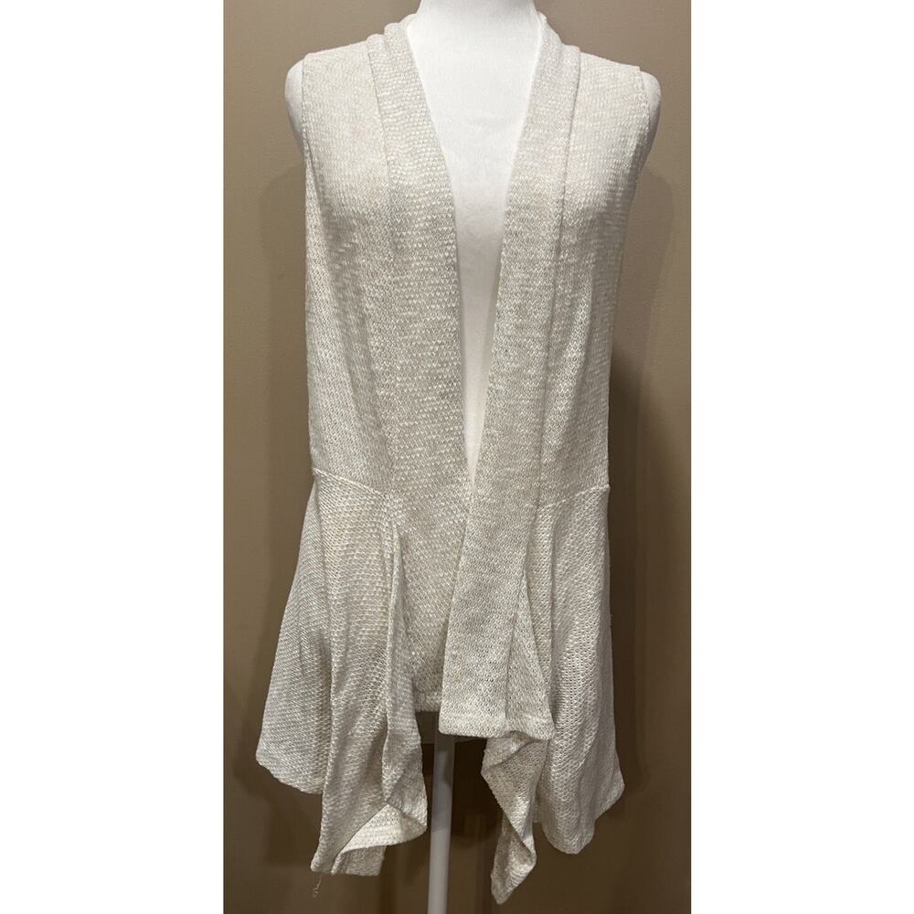 Women Flyaway Open Cardigan L Natural Crochet Boho Hippie Retro Y2K Festival - Picture 2 of 9